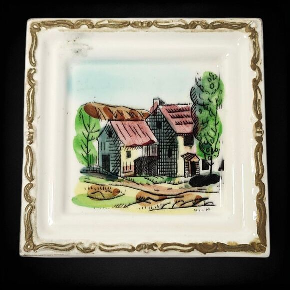 Vintage Ucagco Japan Ceramic Wall Plaques Paris France Set of 5 Hand Painted 4" - Picture 6 of 10